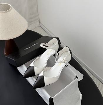 Chanel Mary Janes Lambskin White & Black 75mm