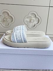 Dioriviera Dway Slide White and Sky Blue Dior Oblique Washed Linen - 3