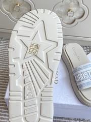 Dioriviera Dway Slide White and Sky Blue Dior Oblique Washed Linen - 2