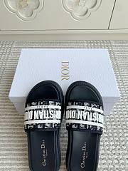 Dioriviera Dway Slide Deep Blue Dior Oblique Embroidered Cotton - 4