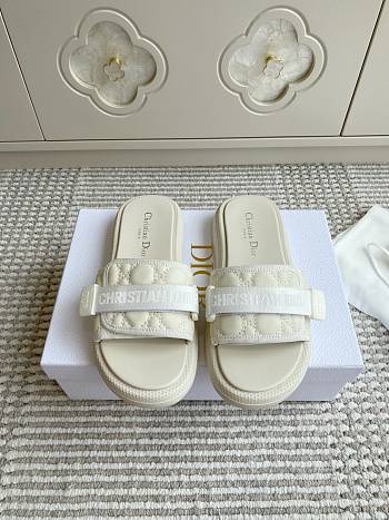 Dioriviera Dio(r)evolution Slide Quilted Cannage Leather-Effect Fabric White