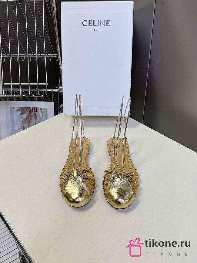 Celine Cocktail Sandal In Laminated Lambskin Gold - 1