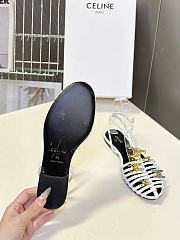 Celine Cage Flat Sandal In Goatskin White  - 6