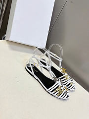 Celine Cage Flat Sandal In Goatskin White  - 4