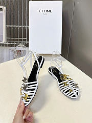 Celine Cage Flat Sandal In Goatskin White  - 2