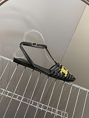 Celine Cage Flat Sandal In Goatskin Black - 5