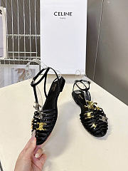 Celine Cage Flat Sandal In Goatskin Black - 3