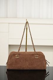 Chanel Bowling Bag Suede Calfskin & Gold-Tone Metal Brown  - 1