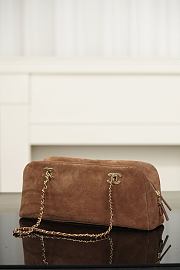 Chanel Bowling Bag Suede Calfskin & Gold-Tone Metal Brown  - 4