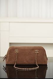 Chanel Bowling Bag Suede Calfskin & Gold-Tone Metal Brown  - 5