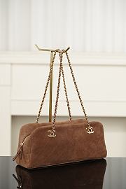 Chanel Bowling Bag Suede Calfskin & Gold-Tone Metal Brown  - 2
