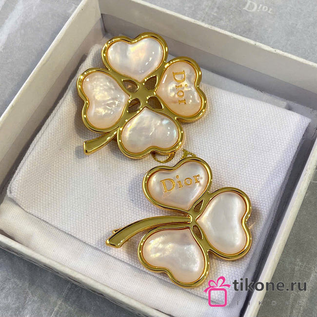 Set of Dior Sparkling Clover Brooches Gold-Finish Metal and Mother-of-Pearl V1866WOMMP_D301 - 1