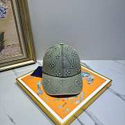 LV Monogram Washed Denim Cap Light Blue - 1