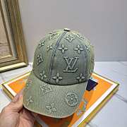 LV Monogram Washed Denim Cap Light Blue - 4