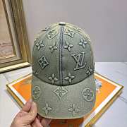 LV Monogram Washed Denim Cap Light Blue - 2