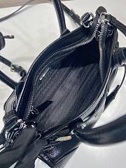 Prada Bonnie Crinkled Patent Leather Mini Handbag Black 1BA486 - 23.5x12x9cm - 4