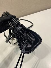 Prada Bonnie Crinkled Patent Leather Mini Handbag Black 1BA486 - 23.5x12x9cm - 3