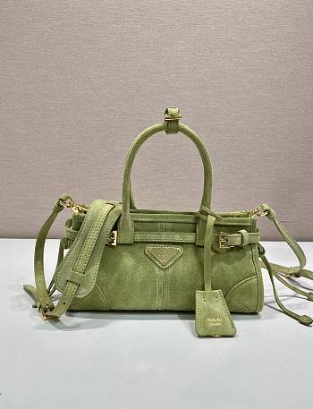 Prada Bonnie Suede Mini Handbag Agave 1BA486 - 23.5x12x9cm