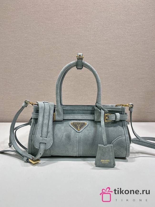 Prada Bonnie Suede Mini Handbag Opaline 1BA486 - 23.5x12x9cm - 1