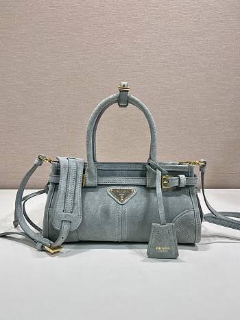 Prada Bonnie Suede Mini Handbag Opaline 1BA486 - 23.5x12x9cm