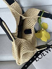 Loewe Small Punch Hole Hobo In Raffia And Calfskin Beige - 43x40x40cm - 4