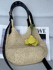 Loewe Small Punch Hole Hobo In Raffia And Calfskin Beige - 43x40x40cm - 5