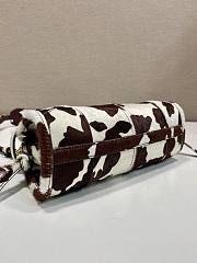 Prada Bonnie Mini Printed Leather Handbag White/Dark Brown 1BA486 - 23.5x12x9cm - 6