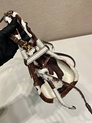 Prada Bonnie Mini Printed Leather Handbag White/Dark Brown 1BA486 - 23.5x12x9cm - 5