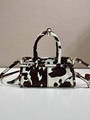 Prada Bonnie Mini Printed Leather Handbag White/Dark Brown 1BA486 - 23.5x12x9cm - 4