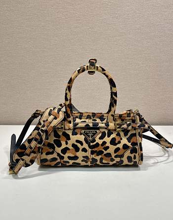 Prada Bonnie Mini Printed Leather Handbag Honey 1BA486 - 23.5x12x9cm
