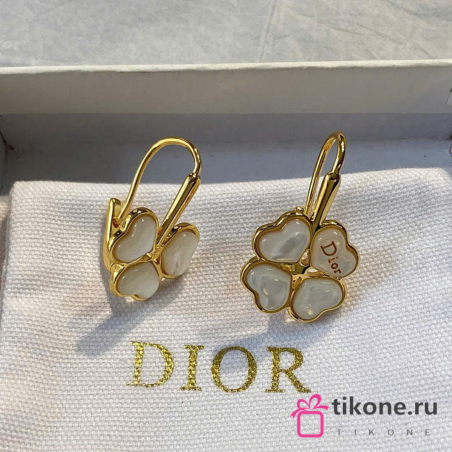 Dior Sparkling Clover Earrings Gold-Finish Metal and Mother-of-Pearl E4477WOMMP_D301 - 1