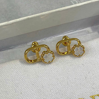 Dior CD Garden Stud Earrings Gold-Finish Metal and Mother-of-Pearl E4676WOMMP_D301