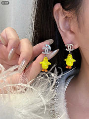 Chanel Pendant Earrings Metal, Resin & Diamantés Silvery, Yellow, Orange & Crystal ABH521 - 5