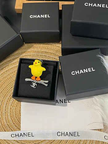 Chanel Brooch Metal, Resin & Diamantés Silvery, Yellow, Orange & Crystal ABH519
