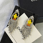 Chanel Pendant Earrings Metal, Resin & Diamantés Silvery, Yellow, Orange & Crystal ABH520 - 4