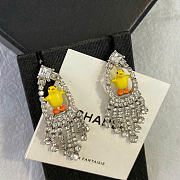 Chanel Pendant Earrings Metal, Resin & Diamantés Silvery, Yellow, Orange & Crystal ABH520 - 3