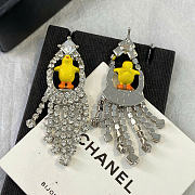 Chanel Pendant Earrings Metal, Resin & Diamantés Silvery, Yellow, Orange & Crystal ABH520 - 6