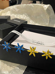 Chanel Stud Earrings Metal & Resin Gold & Yellow/Blue ABH303 - 5