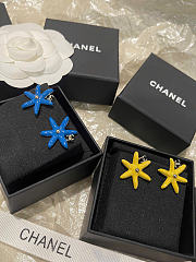 Chanel Stud Earrings Metal & Resin Gold & Yellow/Blue ABH303 - 3