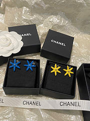 Chanel Stud Earrings Metal & Resin Gold & Yellow/Blue ABH303 - 2