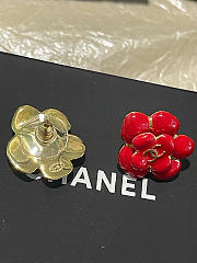 Chanel Stud Earrings Metal & Resin Gold & Red/White/Black ABH302 - 3