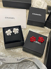 Chanel Stud Earrings Metal & Resin Gold & Red/White/Black ABH302 - 6
