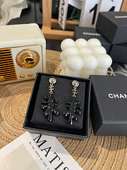 Chanel Pendant Earrings Metal & Resin Golden & Black ABH353 - 6