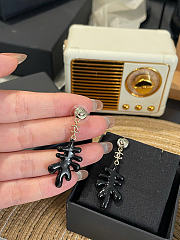 Chanel Pendant Earrings Metal & Resin Golden & Black ABH353 - 5