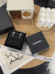 Chanel Pendant Earrings Metal & Resin Golden & Black ABH353 - 2