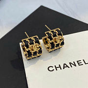 Chanel Hoop Earrings Metal & Lambskin Golden & Black ABH154 - 4