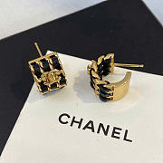 Chanel Hoop Earrings Metal & Lambskin Golden & Black ABH154 - 5