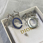 Dior Médaillon Earrings Silver-Finish Metal, Blue Lacquer and White Resin E4616WOMLQ_D09B - 5