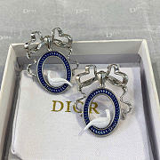Dior Médaillon Earrings Silver-Finish Metal, Blue Lacquer and White Resin E4616WOMLQ_D09B - 3