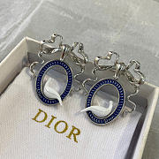 Dior Médaillon Earrings Silver-Finish Metal, Blue Lacquer and White Resin E4616WOMLQ_D09B - 4